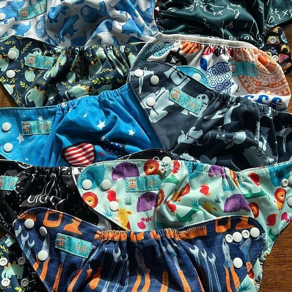 Alva Baby Reusable Cloth Diapers Adjustable 12 total Boys - Picture 3 of 8
